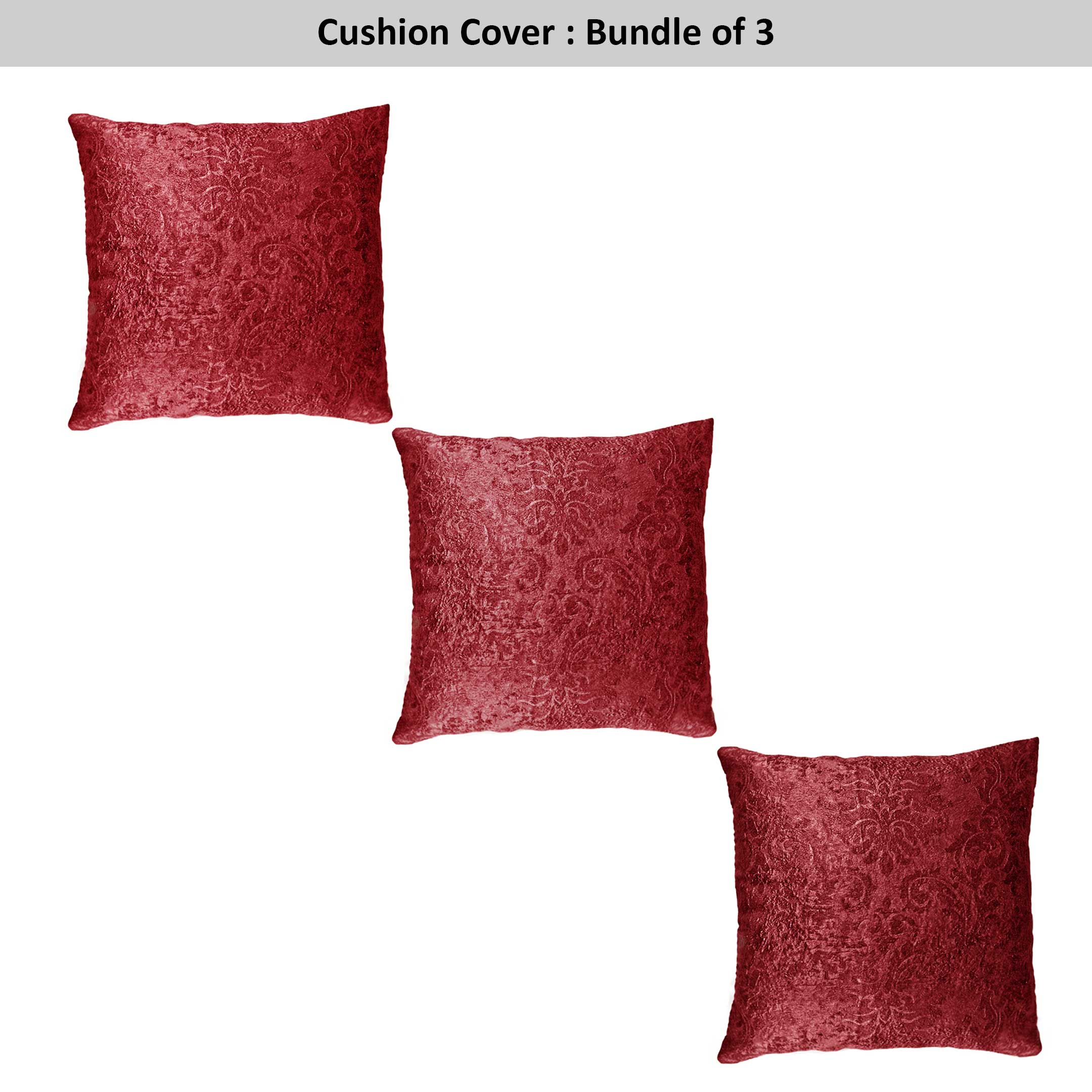 Weave Embossed Velvet Cushion Cover Burgundy