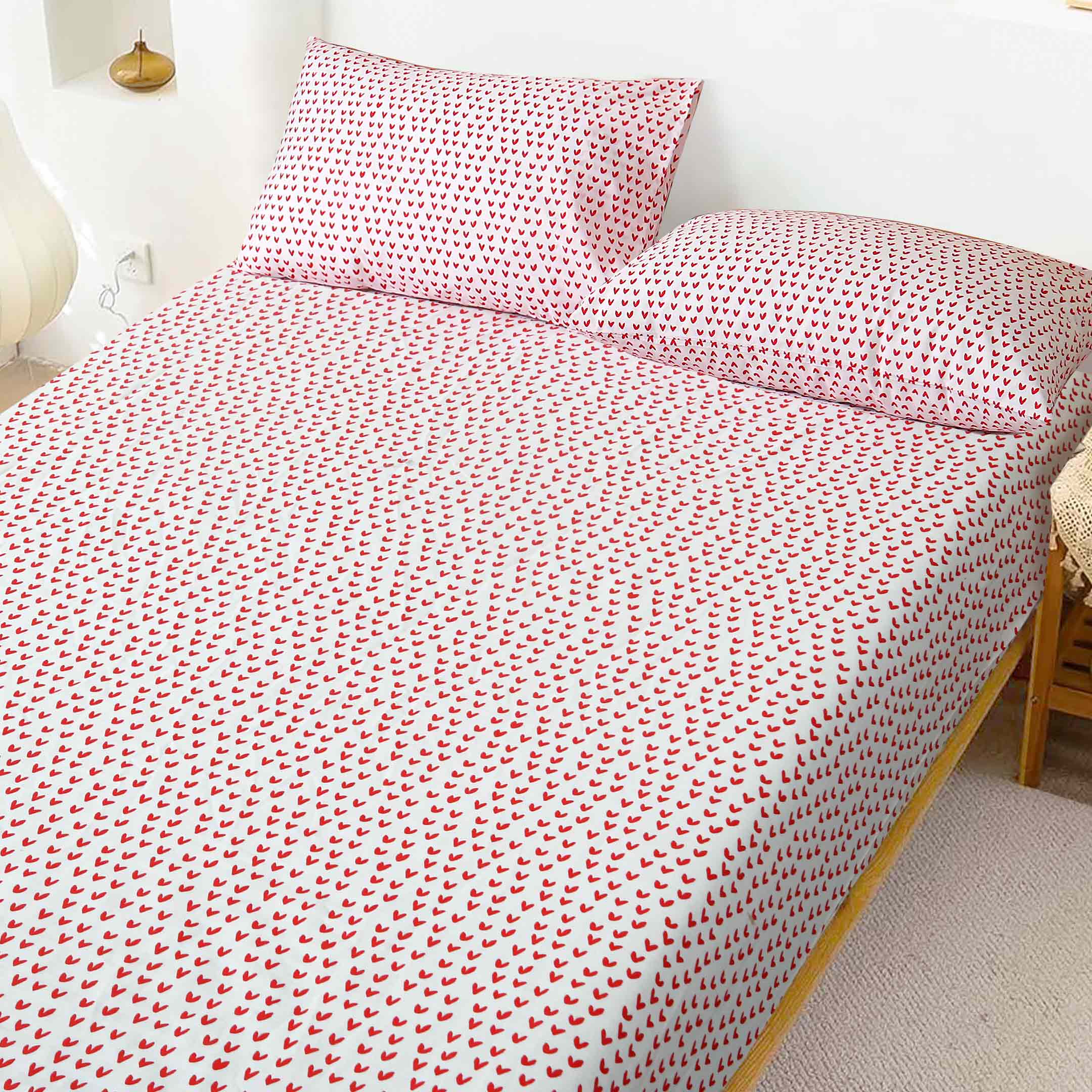 Red Hearts Fitted Sheet