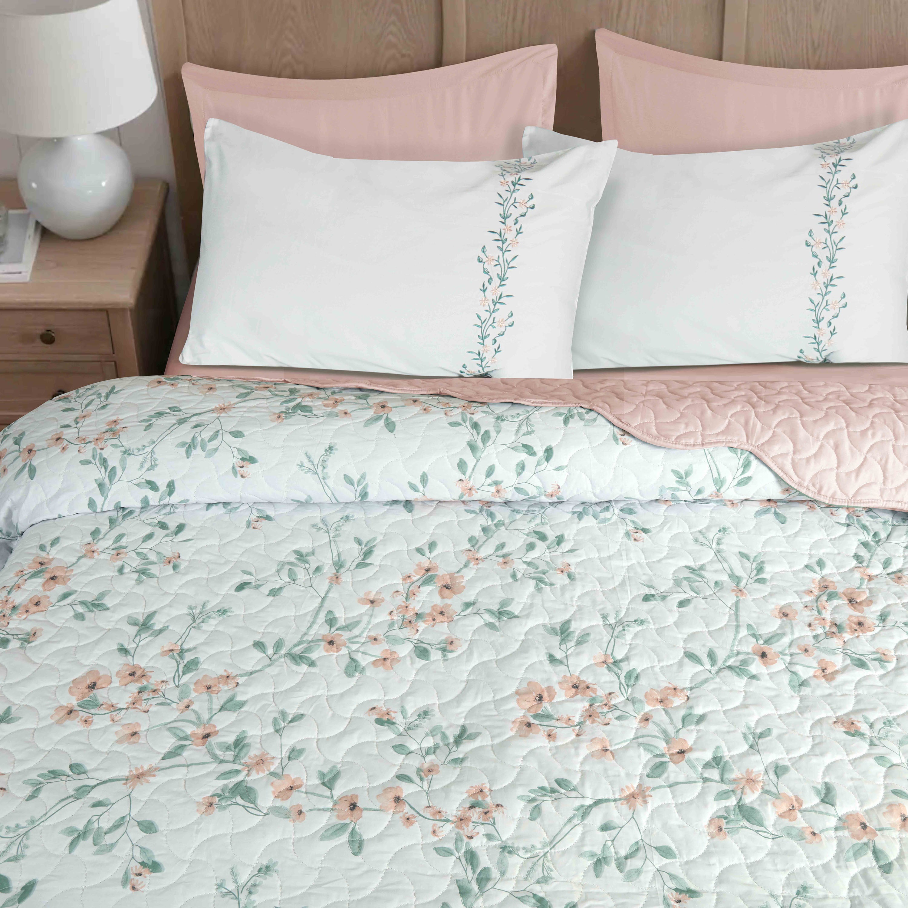 Sage Solace Printed Summer Bedspread 6PCS Set