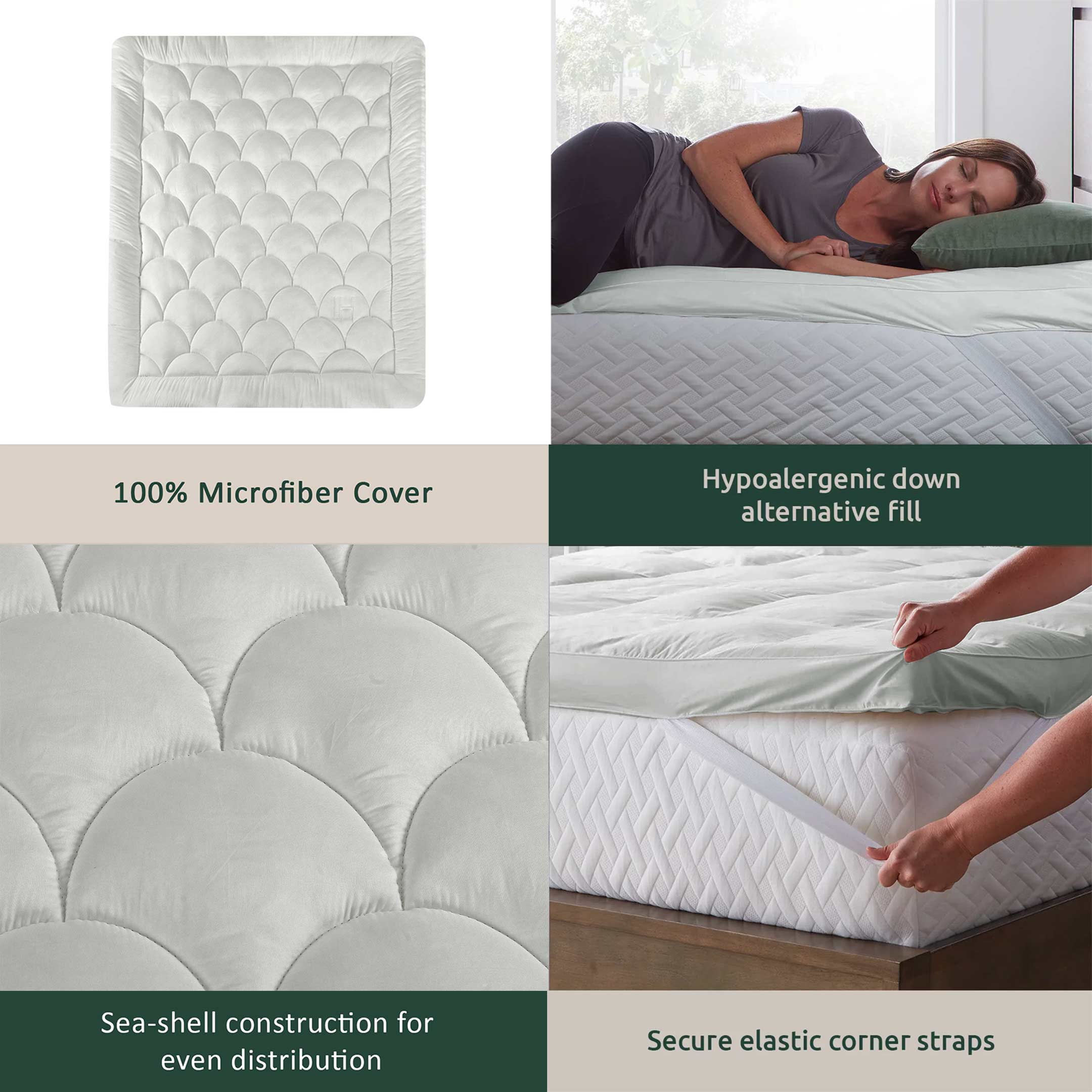 Seashell Quilted Mattress Topper Silver