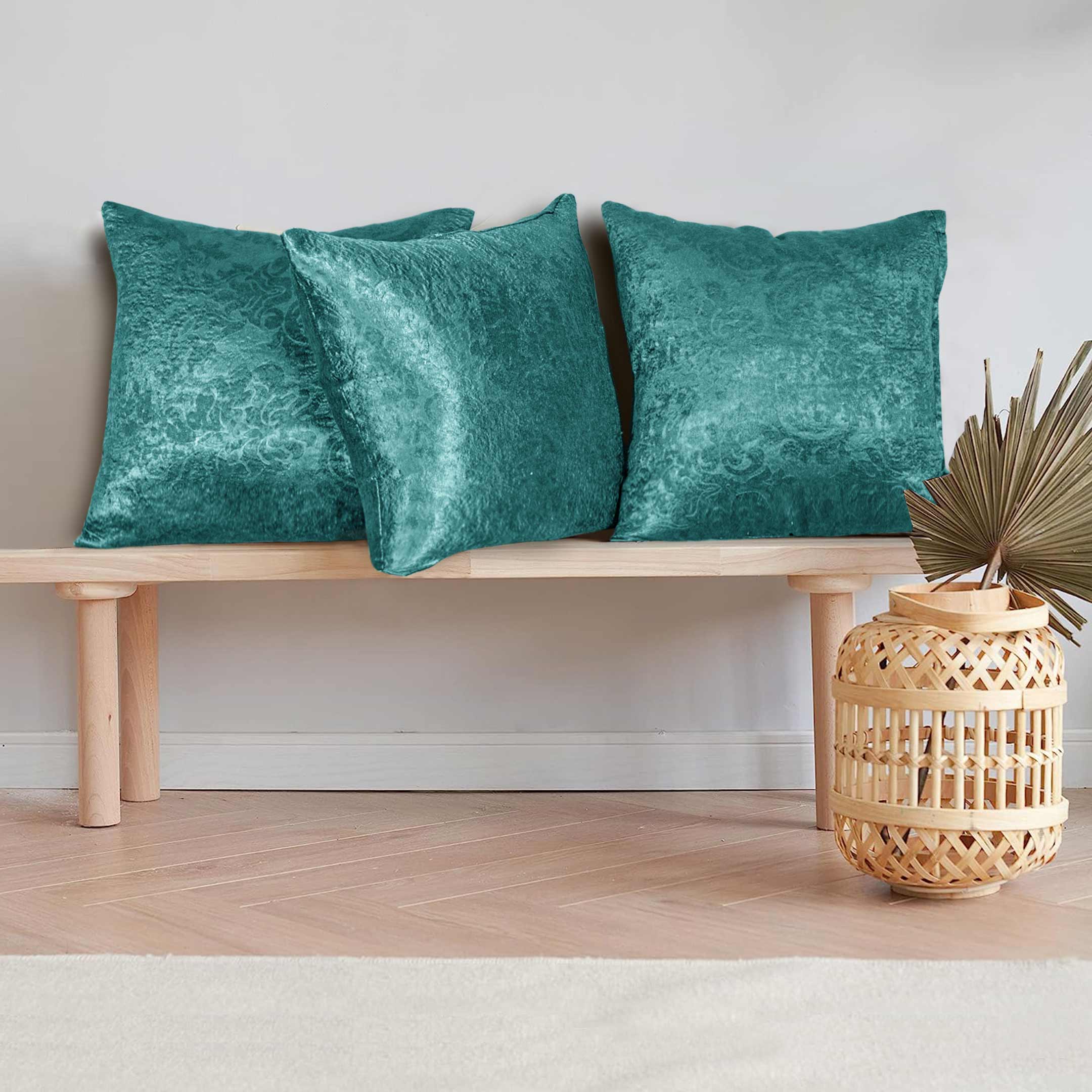 Weave Embossed Jacquard Cushion Cover Teal
