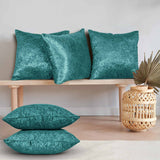 Weave Embossed Velvet Cushion Cover Teal
