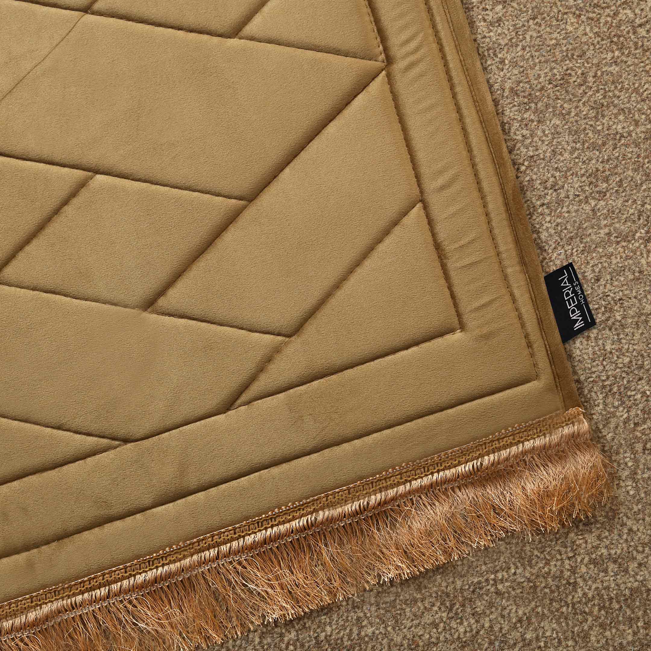 Turkish Style Quilted Velvet Padded Prayermat Coffee