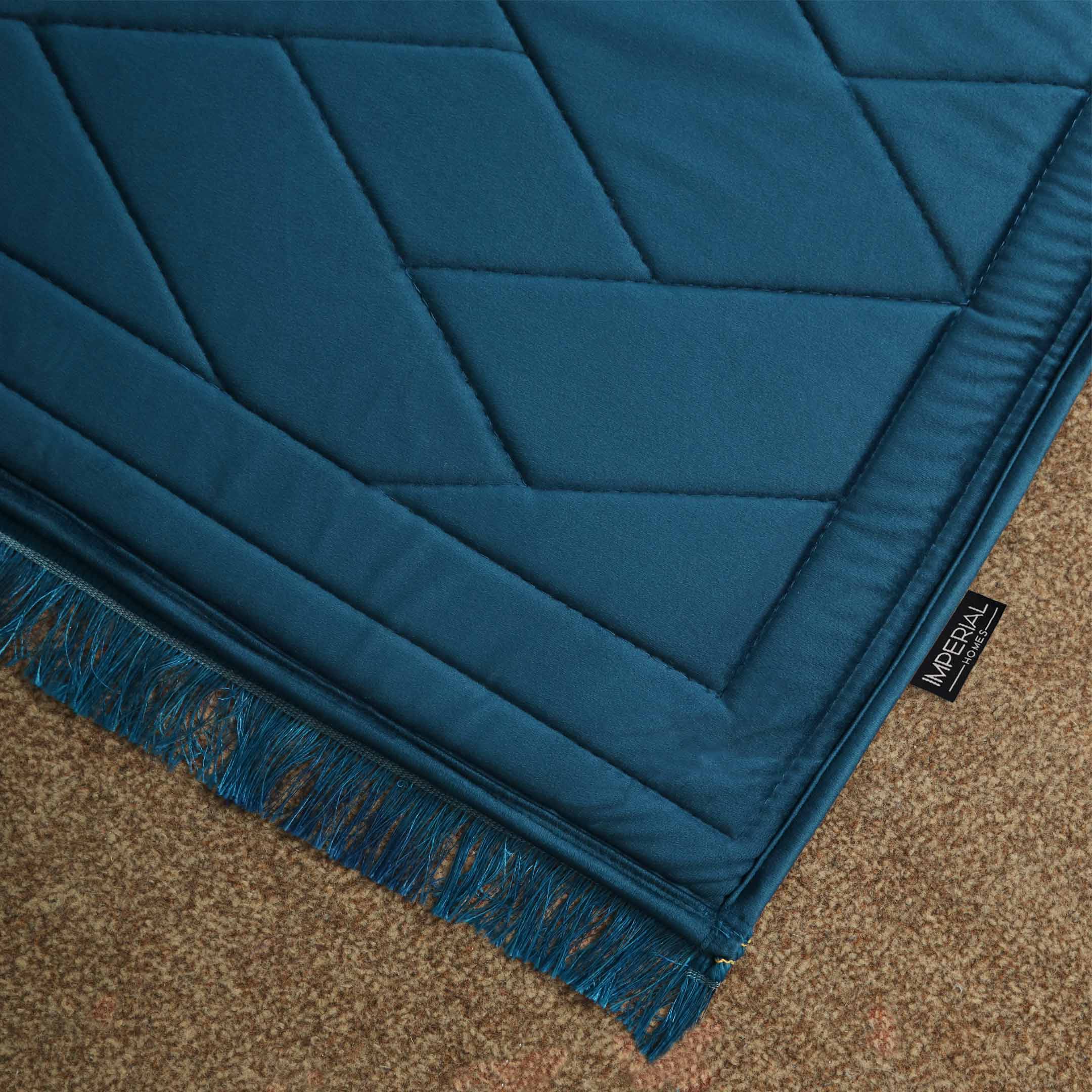 Turkish Style Quilted Velvet Padded Prayermat Navy