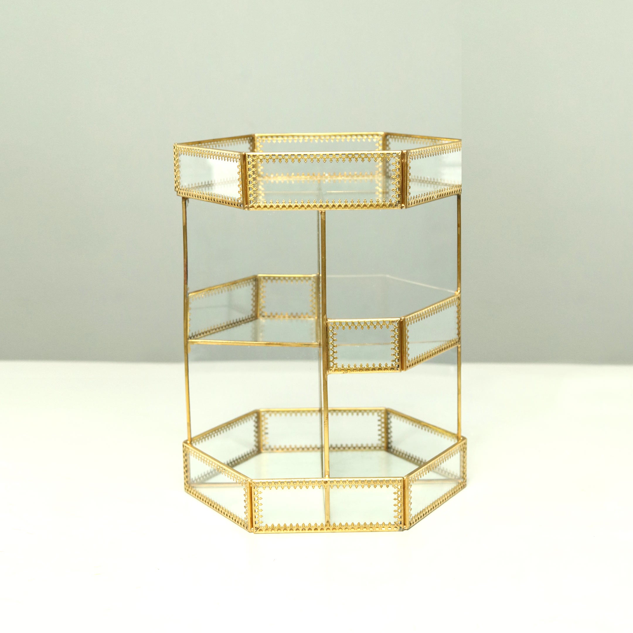 Vintage Gold Plated Makeup Vanity Tray