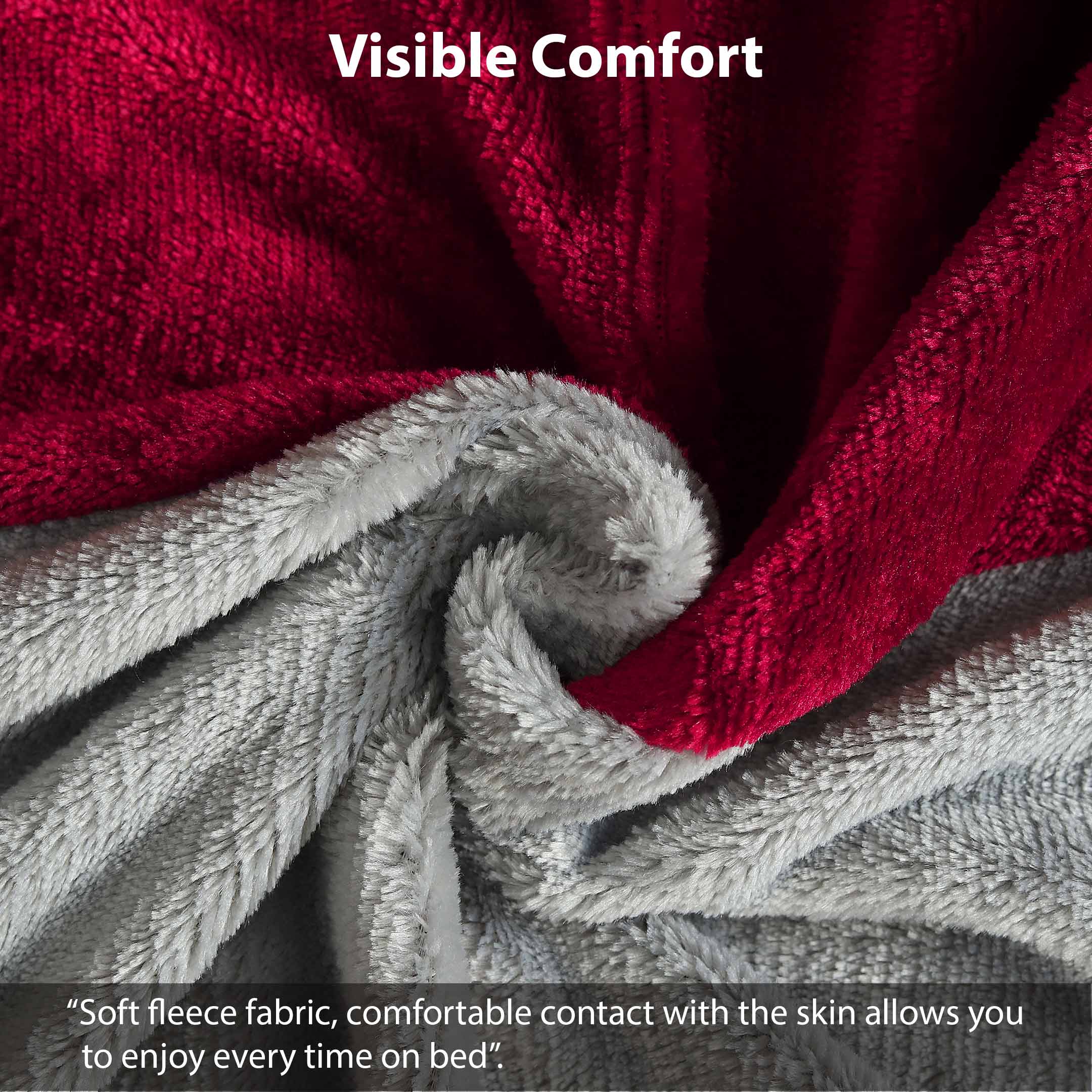 Vertical Duo Tone Fleece Fitted Sheet, Ash-Burgundy