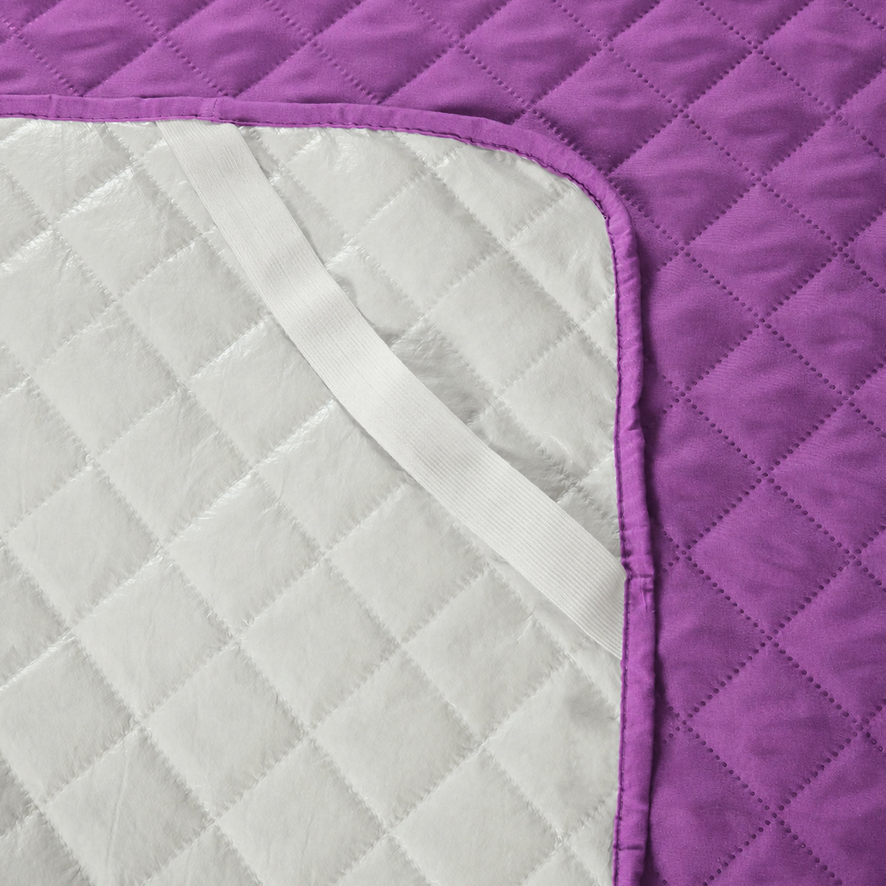 Waterproof Quilted Mattress Protectors With Elastic Strap Lilac