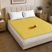 Waterproof Quilted Mattress Protectors With Elastic Strap Mustard