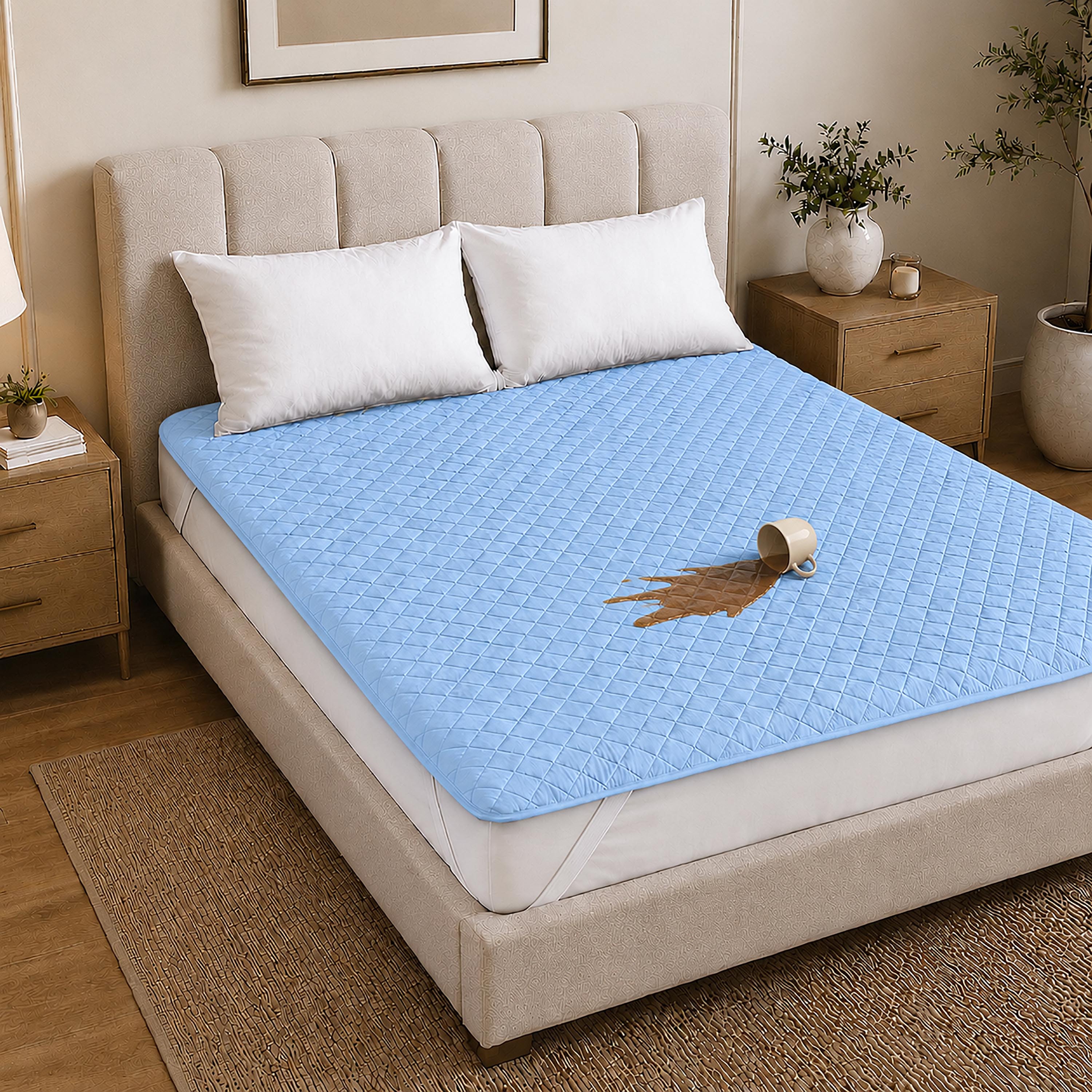 Waterproof Quilted Mattress Protectors With Elastic Strap Sky