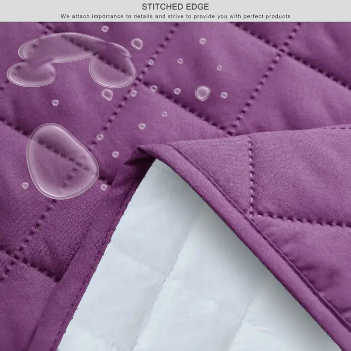 Waterproof Quilted Mattress Protectors With Elastic Strap Lilac