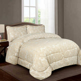 Zara Beige Luxury Jacquard Comforter Set