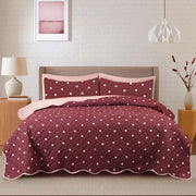 Blush Polka Quilted Summer Bedspread 3PCS Set