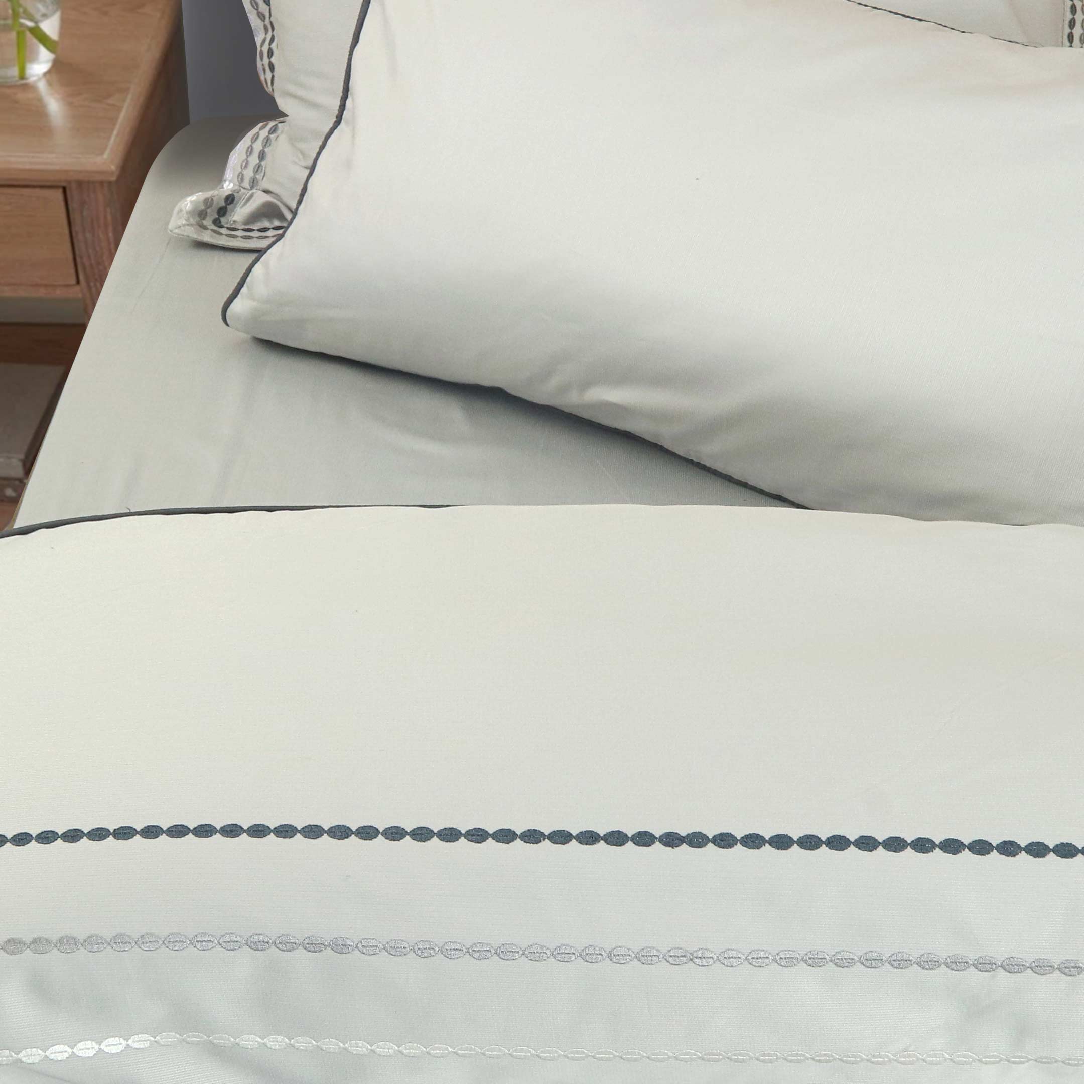 Mist Horizon Embroidered Duvet Cover Set