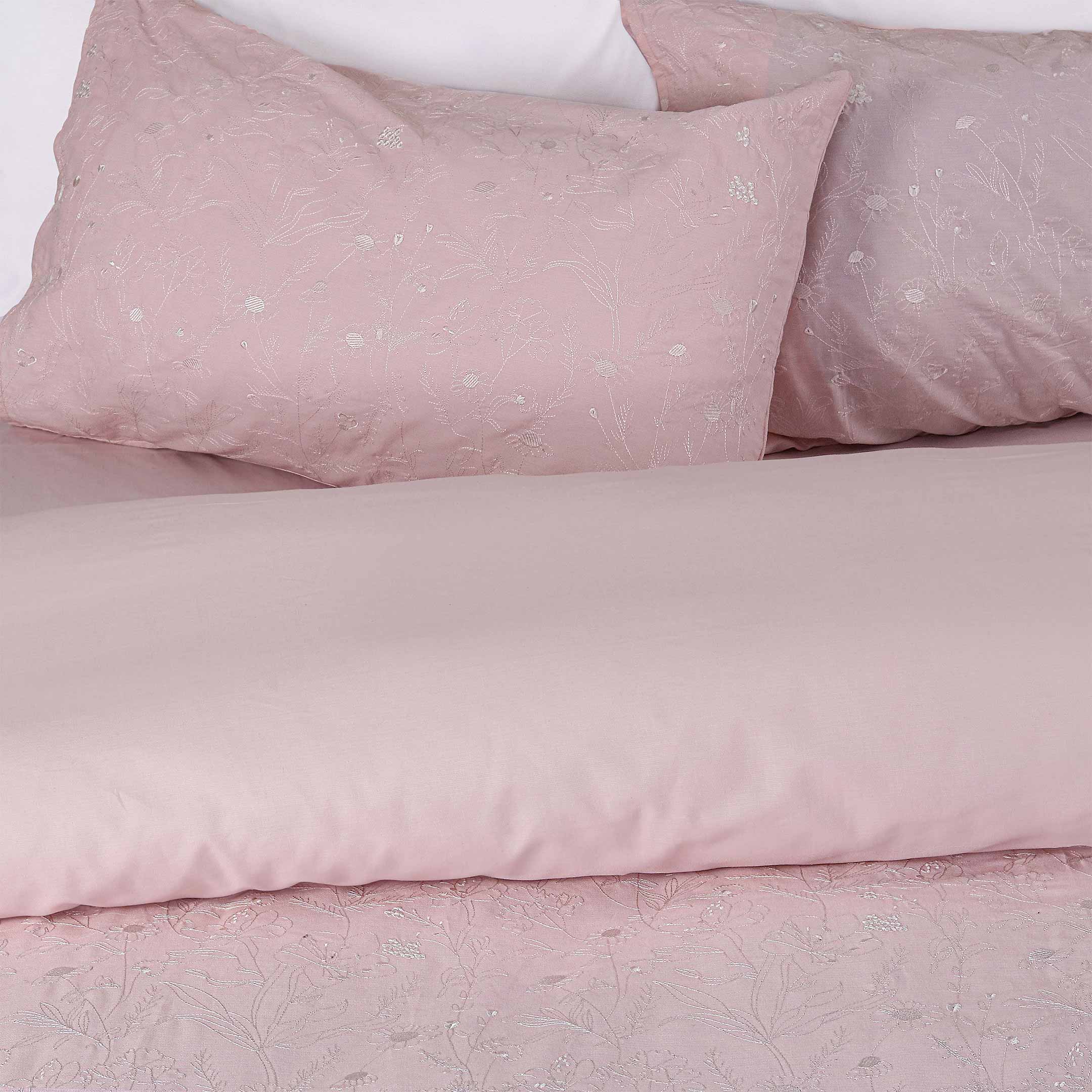Rose Heirloom Embroidered Summer Duvet Cover & Bedsheet 6 Pcs Set