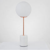 White Glass Globe Table Lamp with Marble Base
