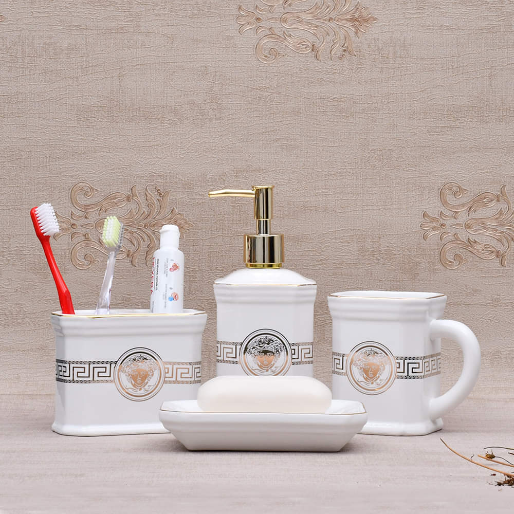 Versace Bathroom Accessories Set – White 4 Pcs