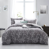 Microfiber Duvet Cover with Pillow Cases Grey Boughs Design