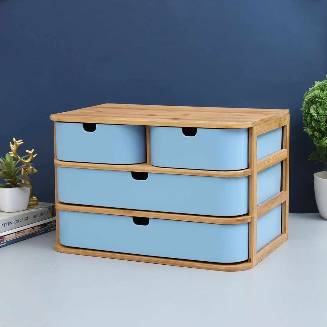 4 Drawers Bamboo Wooden Storage Box