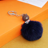 Brown Bear Character Fluffy Ball hanging Keychain (Any Random Color)