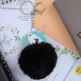 Unicorn Character Fluffy Ball hanging Keychain (Any Random Color)