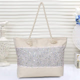 Ladies Shoulder Bag Glitter Tote Design-Light Pink