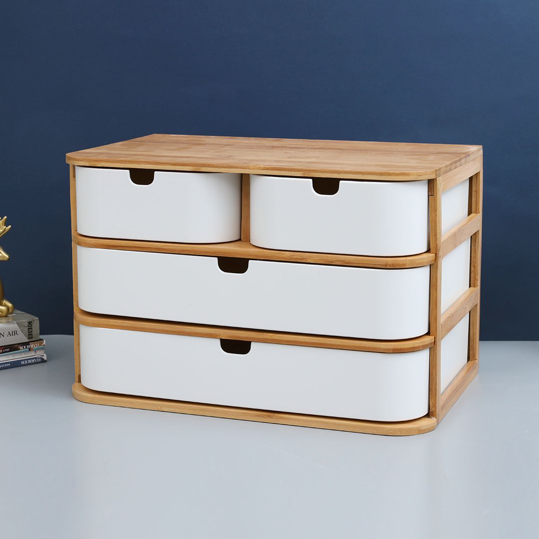 4 Drawers Bamboo Wooden Storage Box