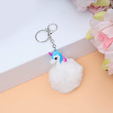 Sea Horse Character Fluffy Ball hanging Keychain (Any Random Color)