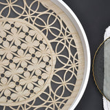 Pair of Mosaic Style Round Wooden Serving Tray