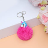 Sea Horse Character Fluffy Ball hanging Keychain (Any Random Color)