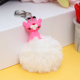 Pink Character Fluffy Ball hanging Keychain (Any Random Color)