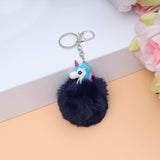 Sea Horse Character Fluffy Ball hanging Keychain (Any Random Color)