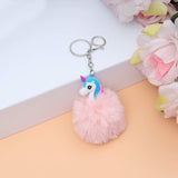 Sea Horse Character Fluffy Ball hanging Keychain (Any Random Color)