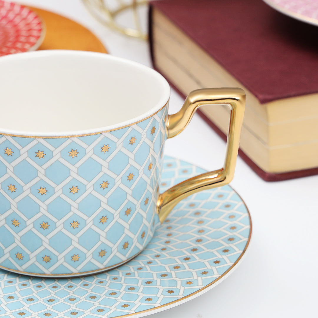 Gold Plated Ceramic Tea Cup Set