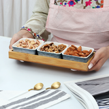4-Pcs Square Ceramic Grid Snack Serving Tray