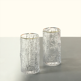 Elegant Pattern Gold Rim Tall Grade Glass Set- 6 Pcs