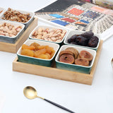 5-Pcs Square Ceramic Grid Snack Serving Tray