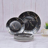 Black Marblene Pattern Ceramic Cake Serving Set 8 -Pcs