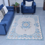 Ancient Style Blue King Size (7.6 X 5.25 Feet)  Thick & Cozy Floor Rug