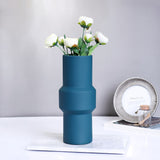 Matte Teal Pole Design Centerpiece Ceramic Vase