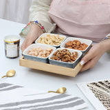 5-Pcs Square Ceramic Grid Snack Serving Tray