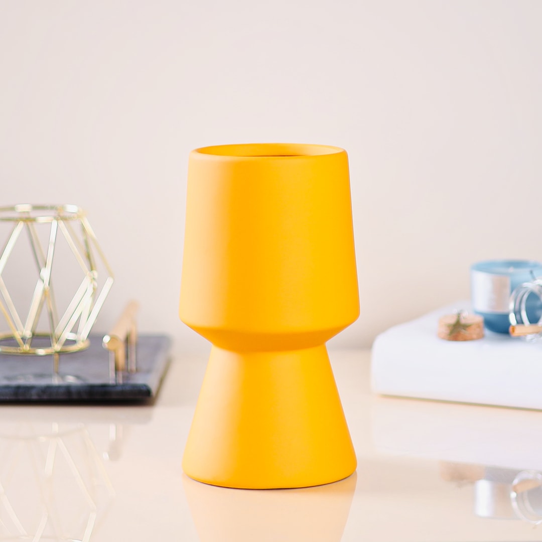Matte Mustard Elegant Design Centerpiece Ceramic Vase