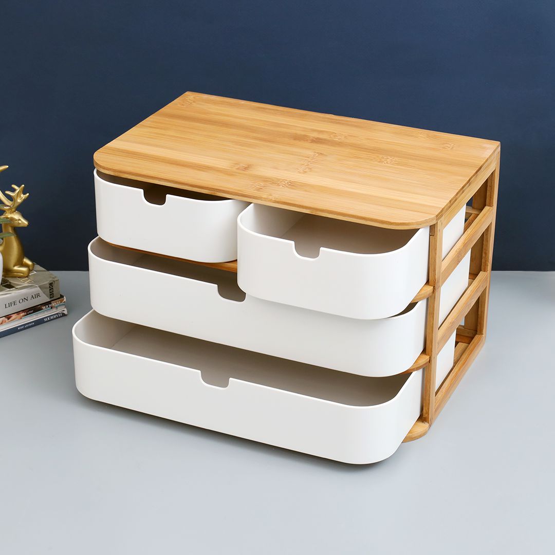 4 Drawers Bamboo Wooden Storage Box