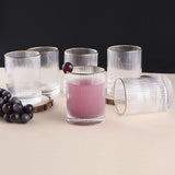 Ridged Stripe Gold Rim Glass Set- 6 Pcs