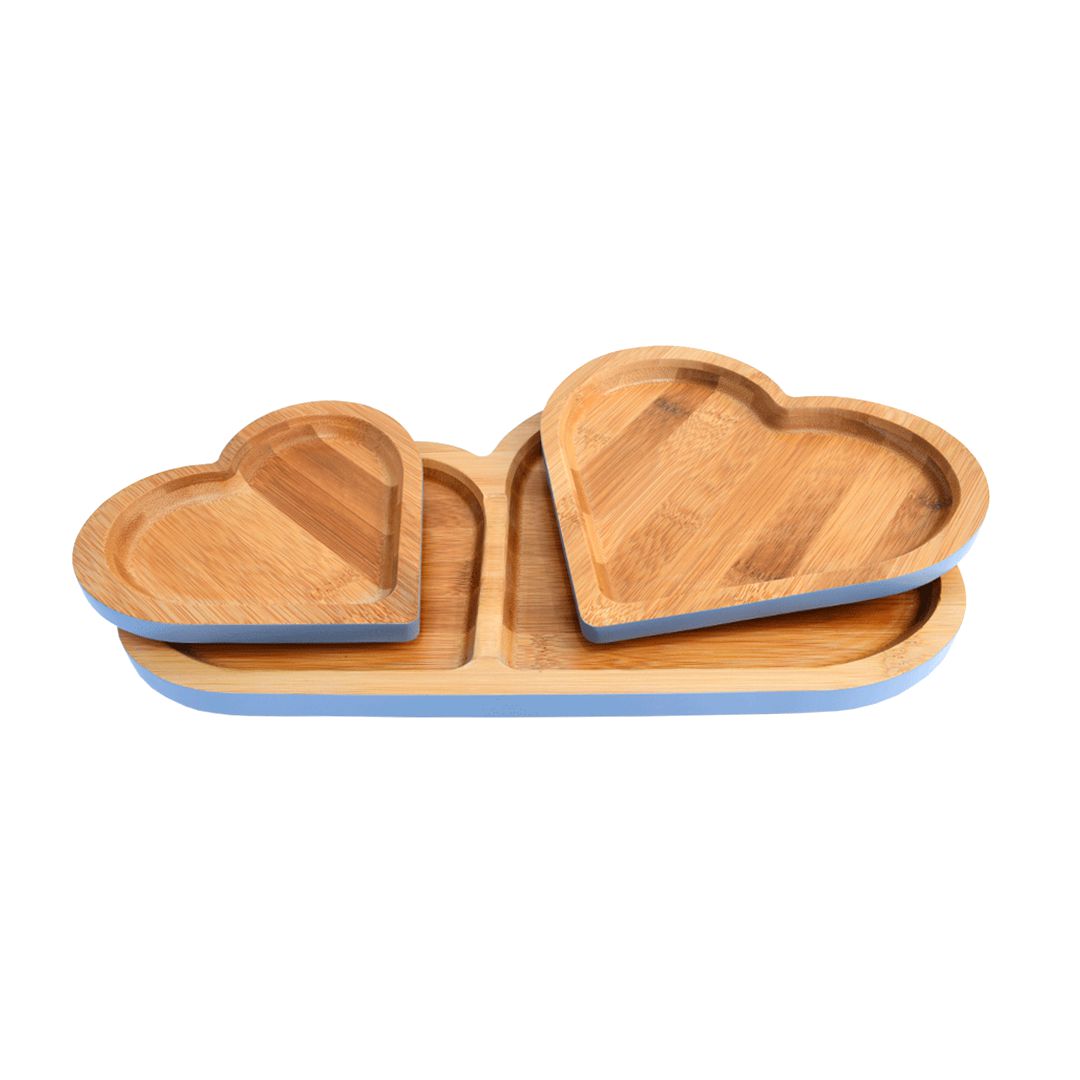 Heart Shape Bamboo Snack Plate Pack