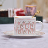 Nordic Fancy Ceramic Cup With Saucer & Spoon Pack of 4