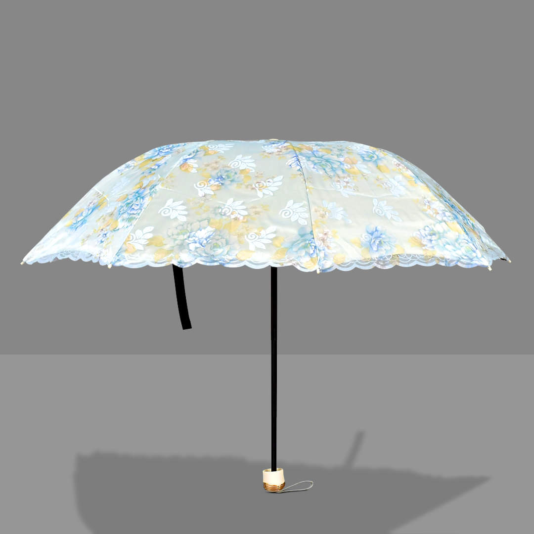 Floral Embroidery Umbrella Green