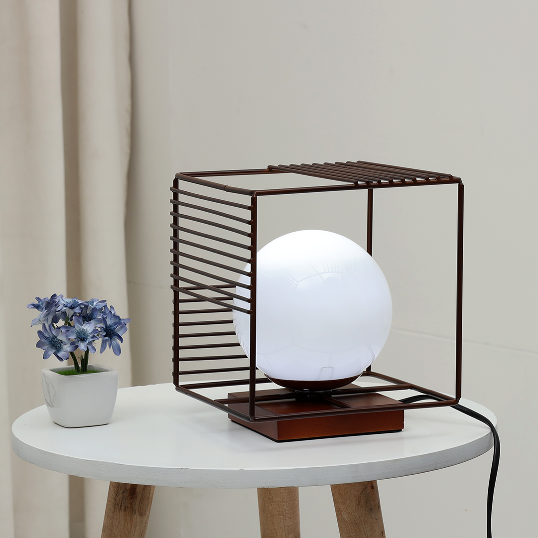 Eclipse Wooden Base Rectangular Table Lamp