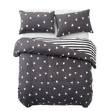Microfiber Duvet Cover with Pillow Cases Grey Triangle Design