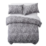 Microfiber Duvet Cover with Pillow Cases Grey Boughs Design