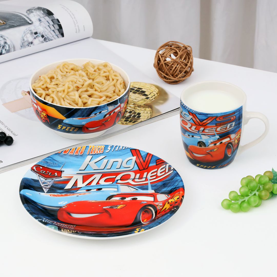 Kids Cars Appetizer Ceramic Dinner Set- 3Pcs